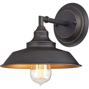 Westinghouse 6129100 Iron Hill Vintage-Style One Light Wall Fixture, Brushed Nickel Finish, Clear Glass(Black)
