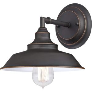 Westinghouse 6129100 Iron Hill Vintage-Style One Light Wall Fixture, Brushed Nickel Finish, Clear Glass(Oil Rubbed Bronze / White)