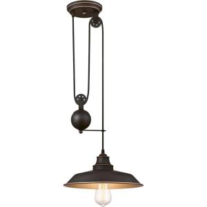 Westinghouse 6129300 Iron Hill Vintage-Style One Light Indoor Pulley Pendant, Matte Black Finish(Black)