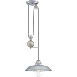 Westinghouse 6129300 Iron Hill Vintage-Style One Light Indoor Pulley Pendant, Matte Black Finish(Galvanized Steel)