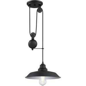 Westinghouse 6129300 Iron Hill Vintage-Style One Light Indoor Pulley Pendant, Matte Black Finish(Matte Black)
