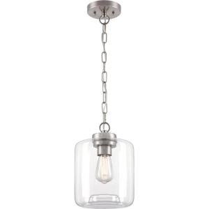 Westinghouse 6130000 Judd Transitional One Light Indoor Mini Pendant, Brushed Nickel Finish, Clear Glass