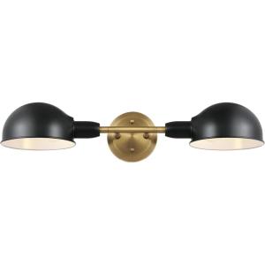 Westinghouse 6130800 Langhorne Transitional Two Light Wall Fixture, Matte Black and Brushed Brass Finish