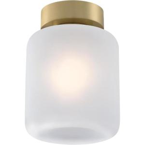 Westinghouse 6131200 Judd Transitional 8 Inch, One Light Semi-Flush Mount Ceiling Fixture, Matte Black Finish, Clear Glass(Champagne Brass)