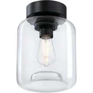 Westinghouse 6131200 Judd Transitional 8 Inch, One Light Semi-Flush Mount Ceiling Fixture, Matte Black Finish, Clear Glass(Matte Black)
