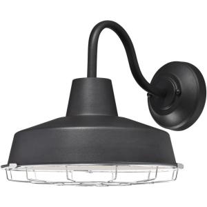 Westinghouse 6131300 Academy Vintage-Style One Light Dimmable LED Outdoor Wall Fixture, Dark Sky Friendly, Textured Black Finish, Removable Nickel Luster Cage(Textured Black)