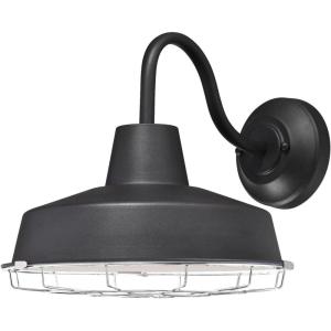 Westinghouse 6131300 Academy Vintage-Style One Light Dimmable LED Outdoor Wall Fixture, Dark Sky Friendly, Textured Black Finish, Removable Nickel Luster Cage(Textured Black with Chrome Cage)