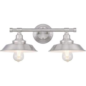 Westinghouse 6132900 Iron Hill Vintage-Style Two Light LED Indoor Wall Fixture, Oil Rubbed Bronze Finish with Highlights(Brushed Nickel)