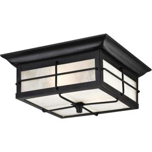 Westinghouse 6204800 Orwell Two-Light Outdoor Flush-Mount Fixture, Textured Black Finish on Steel with Frosted Seeded Glass(Textured Black)