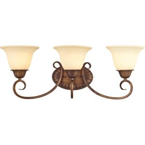 Westinghouse 6221300 Regal Springs Three-Light Interior Wall Fixture, Ebony Gold Finish with Burnt Scavo Glass
