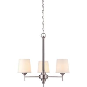 Westinghouse 6225700 Parker Mews Two-Light Indoor Semi-Flush Ceiling Fixture, Nickel,White(3-Light Chandelier)