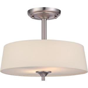 Westinghouse 6225700 Parker Mews Two-Light Indoor Semi-Flush Ceiling Fixture, Nickel,White(Semi-Flush Ceiling Fixture)