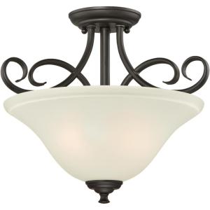 Westinghouse 6306500 Dunmore Two-Light Indoor Semi-Flush, Oil Rubbed Bronze Finish with Frosted Glass, 2, White,Black(Bulbs Not Included)