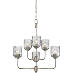 Westinghouse 6326300 Basset Six-Light Indoor Chandelier, Dark Pewter Finish with Smoke Grey Hammered Glass, 6(6-Light Chandelier)