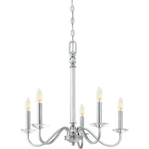 Westinghouse 6334200 Versailles Five-Light Indoor Chandelier, Chrome Finish with Clear Glass Accents, 5(5-light)