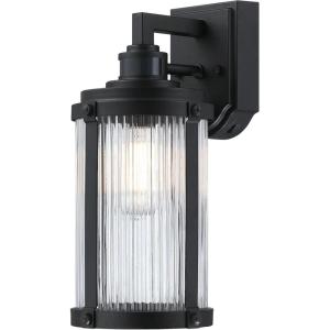 Westinghouse 6358800 Armin One-Light, Textured Black Finish with Barnwood Accents and Clear Seeded Glass OUTDOOR WALL Fixture,(Textured Black with Motion Sensors)