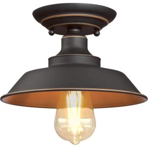 Westinghouse 6370100 Iron Hill 9-Inch, One-Light Indoor Semi Flush Mount Ceiling Light, Oil Rubbed Bronze Finish with Highlights , Red