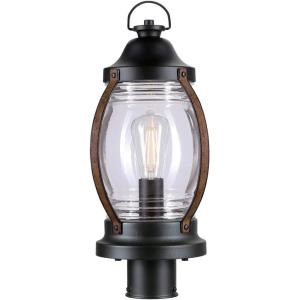 Westinghouse 6578800 Canyon Rustic One-Light Outdoor Post Top Light Fixture Textured Black and Barnwood Finish, Clear Glass(Textured Black)