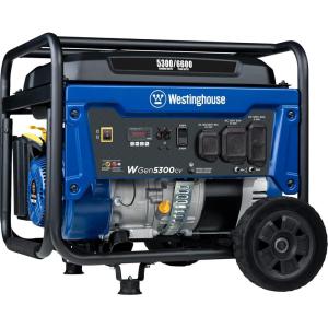 Westinghouse 6600 Peak Watt Home Backup Portable Generator, Transfer Switch Ready 30A Outlet, RV Ready 30A Outlet, Gas Powered, CO Sensor(6600 Watts – Gas Only)