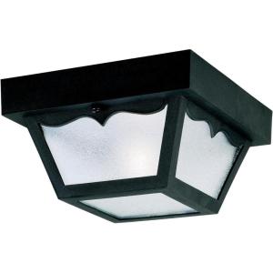 Westinghouse 6682300 Traditional Two-Light Outdoor Flush-Mount Fixture, Black Finish on Polypropylene, Frosted Glass Panels,White(One Light)