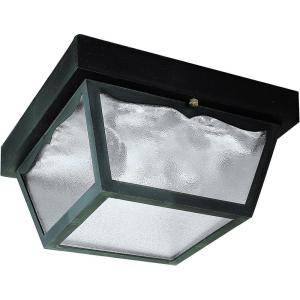 Westinghouse 6682300 Traditional Two-Light Outdoor Flush-Mount Fixture, Black Finish on Polypropylene, Frosted Glass Panels,White(Two Light)
