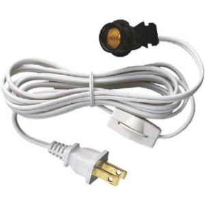 Westinghouse 70108 6-Foot Cord Set with Snap-In Pigtail Candelabra-Base Socket and Cord Switch, White