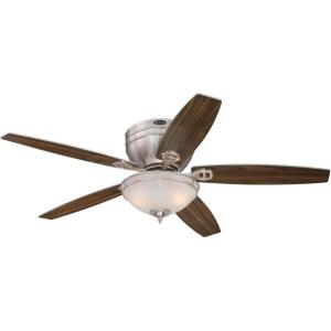 Westinghouse 7209600 Traditional Carolina LED 52 inch Oil Rubbed Bronze Indoor Ceiling Fan, LED Light Kit with Amber Alabaster Bowl(Brushed Nickel with LED Bubs)