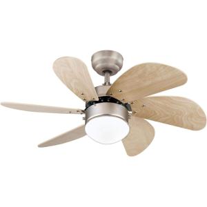 Westinghouse 7224000 Turbo Swirl Indoor Ceiling Fan with Light, 30 Inch, Brushed Nickel(Brushed Aluminum)