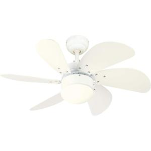 Westinghouse 7224000 Turbo Swirl Indoor Ceiling Fan with Light, 30 Inch, Brushed Nickel(White)