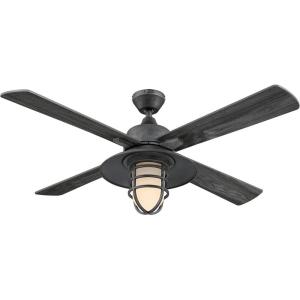 Westinghouse 7307100 Porto, Craftsman-Style LED Ceiling Fan with Light, 52 Inch, Black-Bronze Finish, Amber Frosted Glass(Distressed Aluminum)