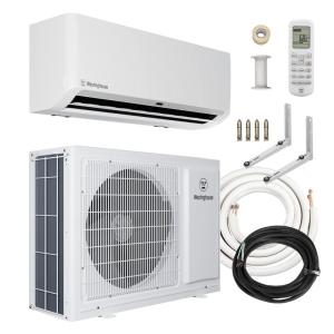 Westinghouse 9,000 BTU, 115V, 18.5 SEER2 Ductless Mini Split AC/Heating System Inverter Heat Pump with 15ft Installation Kit, White