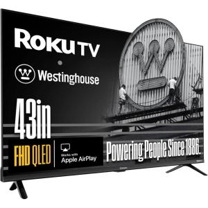 Westinghouse Edgeless Roku TV – 32 Inch Smart Television, LED HD w/Wi-Fi & Mobile App Connectivity, Flat Screen Compatible w/Apple AirPlay, Alexa, & Google Assistant(43 Inch QLED TV)