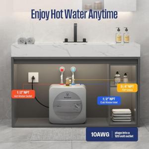 Westinghouse Electric Mini Tank Water Heater – 2.5 Gallon Point of Use Instant Hot Water 120V 1440W – Small Hot Water, Under Sink – Wall or Floor Mounted, Easy to Install, UL Listed