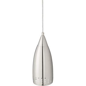 Westinghouse Lighting 6101300 Contemporary One-Light Adjustable Mini Pendant with Perforated Metal Shade, Brushed Nickel Finish(White)