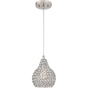 Westinghouse Lighting 6103700 Kelcie One-Light Indoor Mini Pendant, Brushed Nickel Finish Crystal Jewel Shade