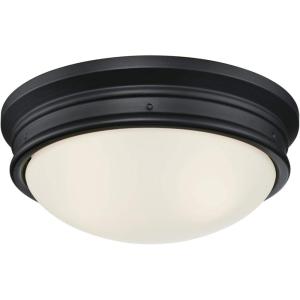 Westinghouse Lighting 6324100 Meadowbrook Two-Light Indoor Flush-Mount Ceiling Fixture, Matte Black Finish with Frosted Glass(Matte Black)