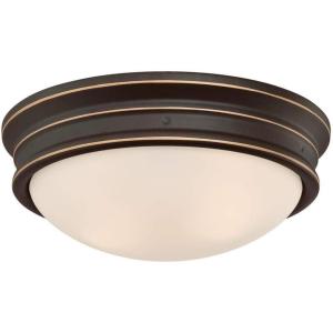 Westinghouse Lighting 6324100 Meadowbrook Two-Light Indoor Flush-Mount Ceiling Fixture, Matte Black Finish with Frosted Glass(Oil-Rubbed Bronze)