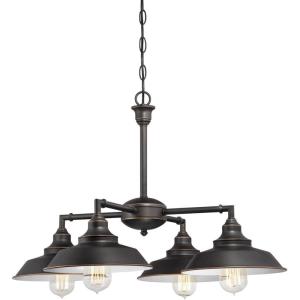 Westinghouse Lighting 6345000 Iron Hill Four-Light, Oil Rubbed Bronze Finish with Highlights Indoor Chandelier/Semi-Flush Ceiling Fixture, 4(Oil Rubbed Bronze with Highlights and White Interior)