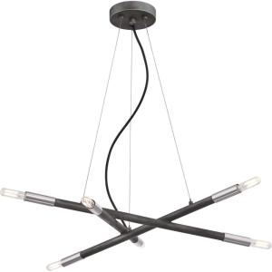 Westinghouse Lighting 6576600 Felix Six-Light LED Indoor Chandelier, Distressed Aluminum Finish with Brushed Nickel Accents