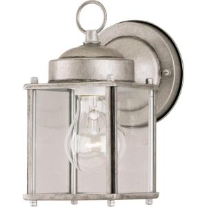 Westinghouse Lighting 6697100 One-Light Exterior Wall Lantern, White Finish on Steel with Clear Glass Panels(Antique Silver)