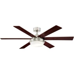 Westinghouse Lighting 7205100 Alloy II, Modern LED Ceiling Fan with Light, 52-inch, Brushed Nickel Opal Frosted Glass(Brushed Nickel)