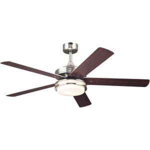 Westinghouse Lighting 7209100 Transitional Castle LED 52 inch Brushed Nickel Indoor Ceiling Fan, LED Light Kit with Opal Frosted Glass(With LED Bulbs)