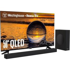 Westinghouse QLED 50 Inch TV and 5.1.2 Soundbar with Subwoofer