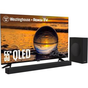 Westinghouse QLED 55 Inch TV and 5.1.2 Soundbar with Subwoofer
