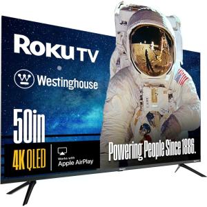 Westinghouse Roku TV – 50 Inch Smart TV, 4K UHD Television with Wi-Fi Connectivity and Mobile App, Flat Screen, Bluetooth, Compatible with Apple AirPlay, Alexa and Google Assistant(50 Inch – QLED)