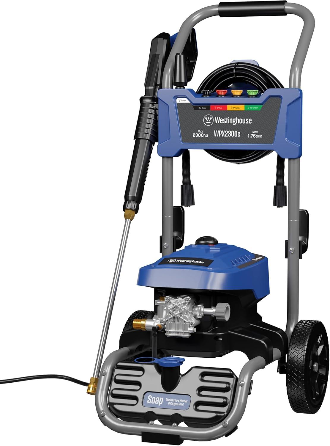 image:imageWestinghouse WPX2300e Electric Pressure Washer 2300 Max PSI and 176 Max GPM Induction Motor Onboard Soap Tank Spray Gun and Wand 5 Nozzle Set for CarsFencesDrivewaysHomesPatiosFurniture2300 Max PSI