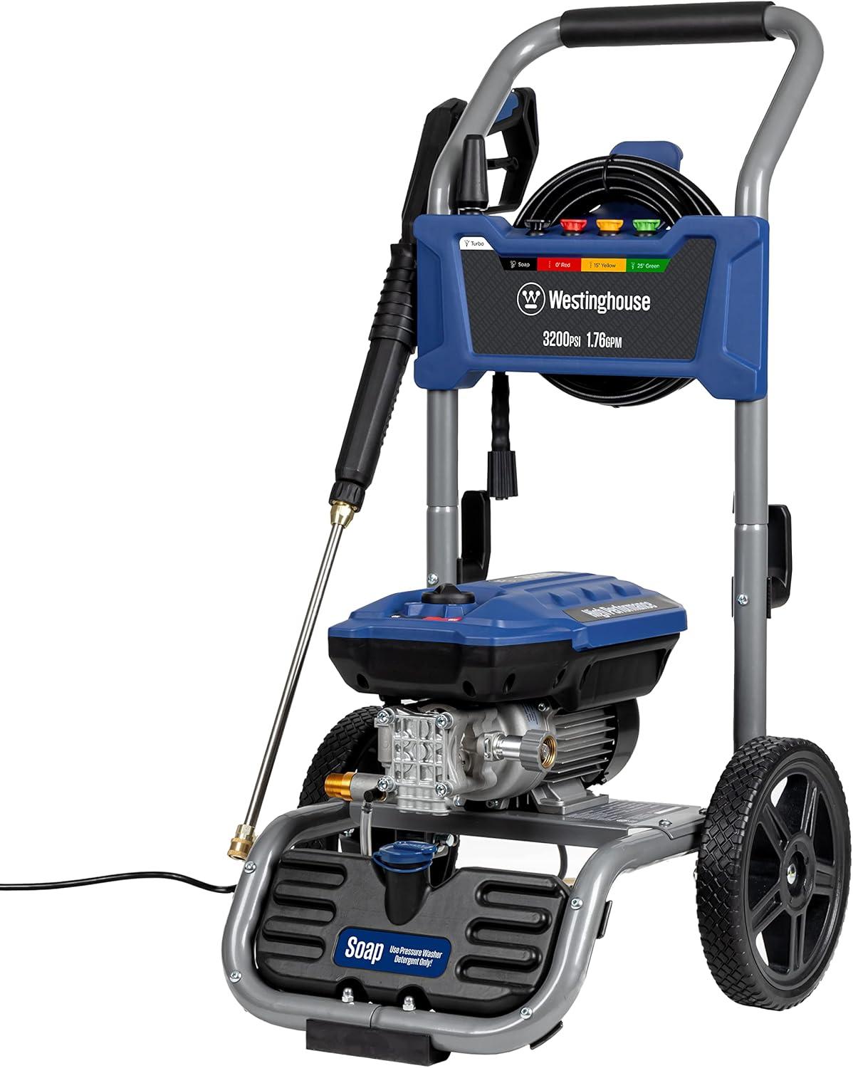 image:imageWestinghouse WPX3400e Electric Pressure Washer 3400 Max PSI and 20 Max GPM Brushless Motor Onboard Soap Tank Spray Gun and Wand 5 Nozzle Set for CarsFencesDrivewaysHomesPatiosFurniture3200 Max PSI