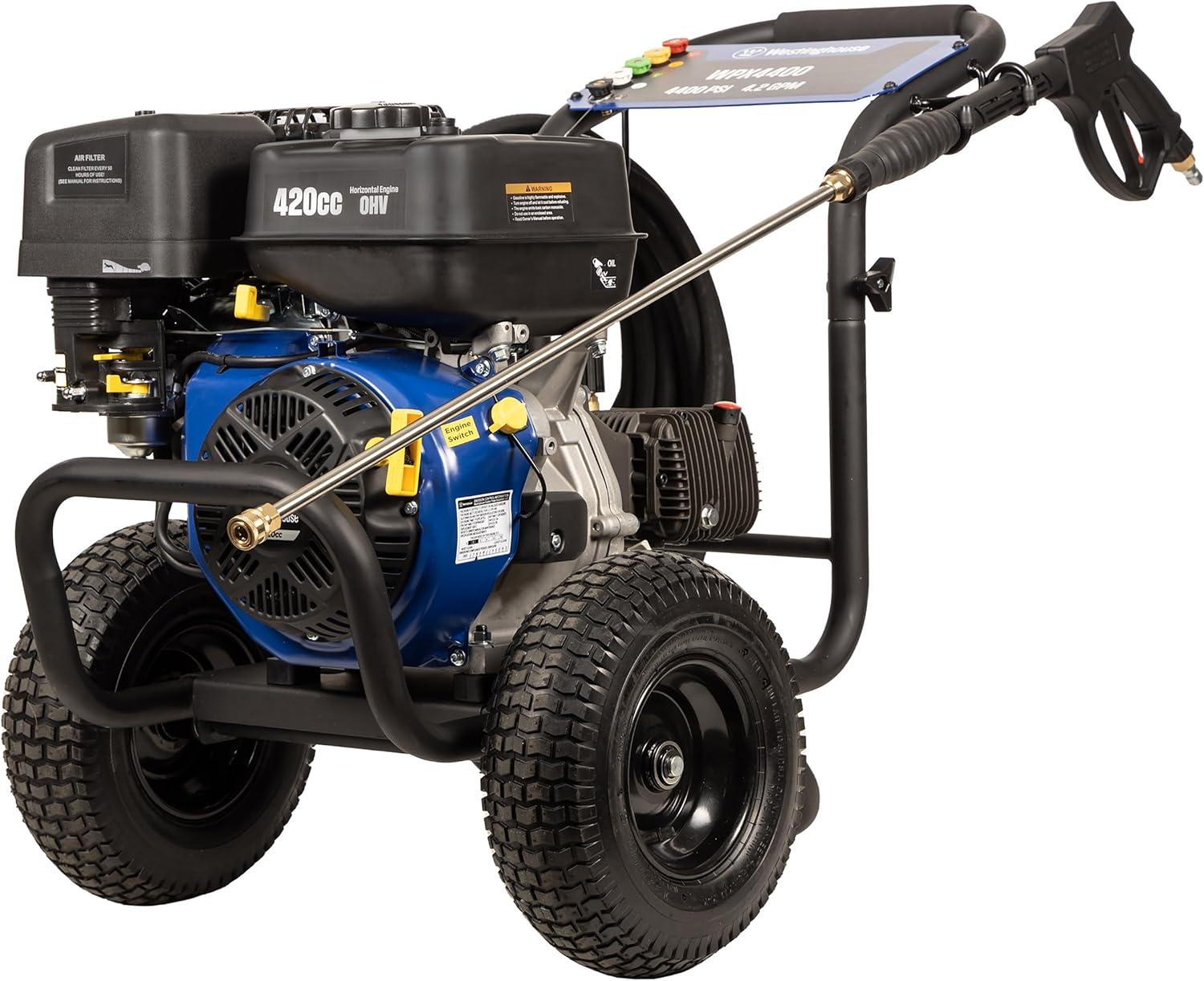 image:imageWestinghouse WPX3800 Gas Pressure Washer 3800 PSI and 36 Max GPM Onboard Soap Tank Spray Gun and Wand 5 Nozzle Set for CarsFencesDrivewaysHomesPatiosFurniture Black4400 Max PSI