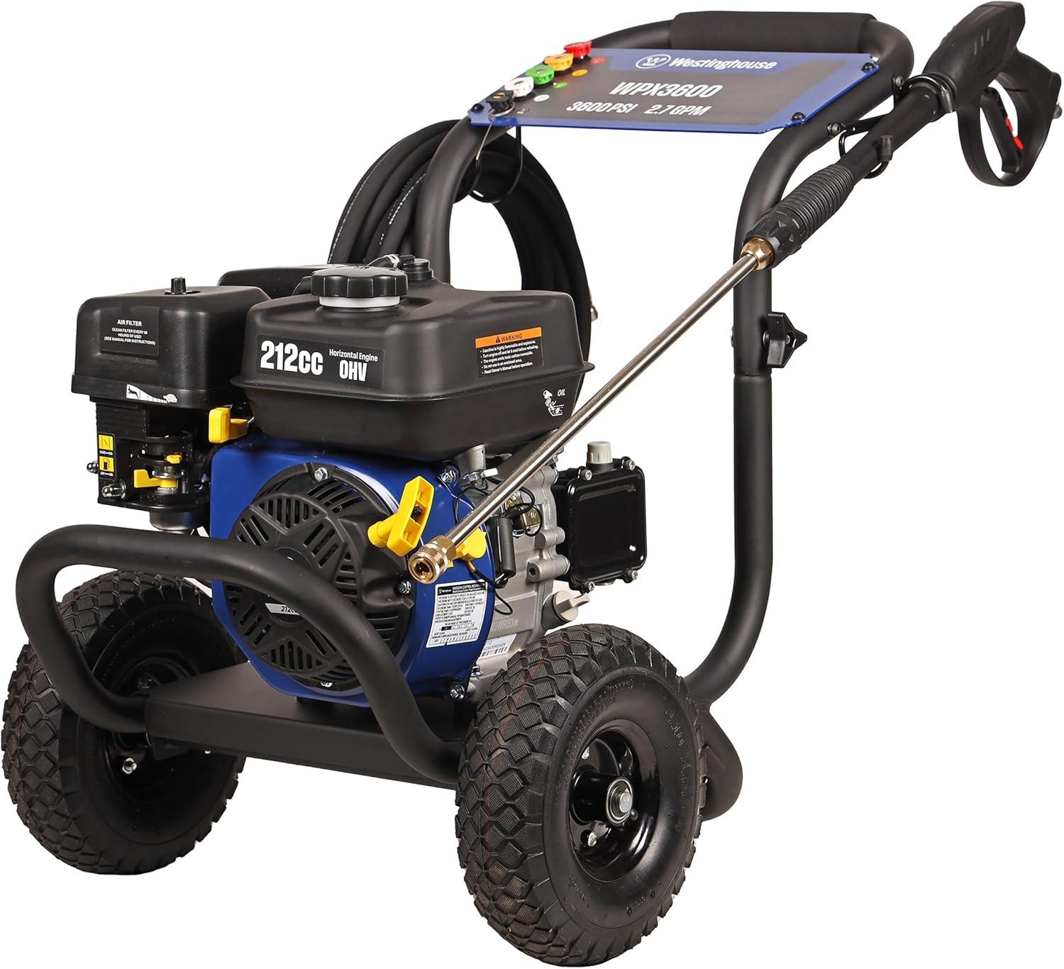 image:imageWestinghouse WPX3800 Gas Pressure Washer 3800 PSI and 36 Max GPM Onboard Soap Tank Spray Gun and Wand 5 Nozzle Set for CarsFencesDrivewaysHomesPatiosFurniture Black3600 Max PSI