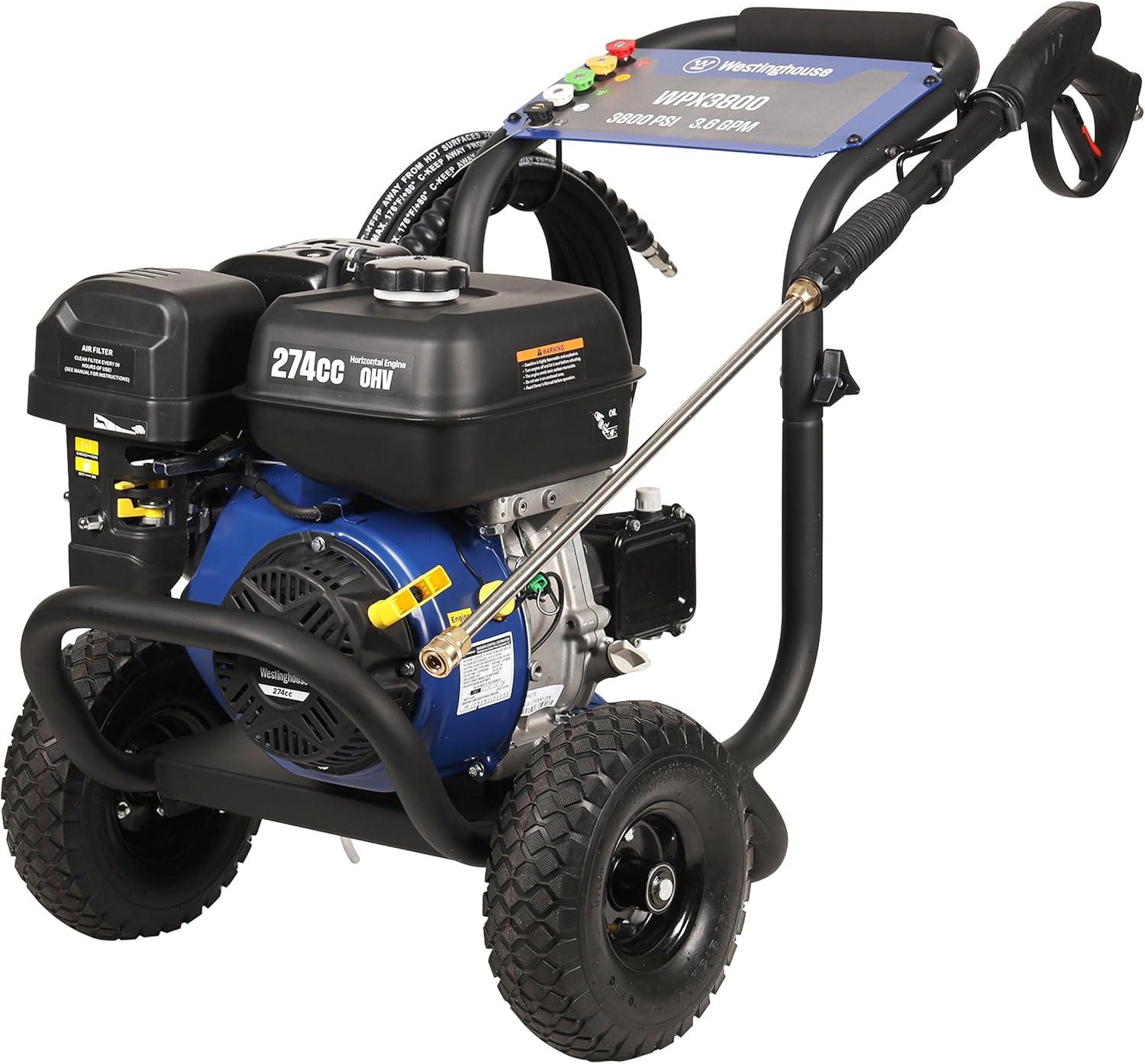 image:imageWestinghouse WPX3800 Gas Pressure Washer 3800 PSI and 36 Max GPM Onboard Soap Tank Spray Gun and Wand 5 Nozzle Set for CarsFencesDrivewaysHomesPatiosFurniture Black3800 Max PSI